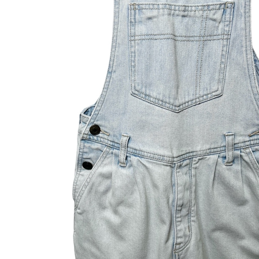 American Eagle Light Wash Mom Denim Shortalls Cutoff Overalls Sz 2 - Picture 6 of 11